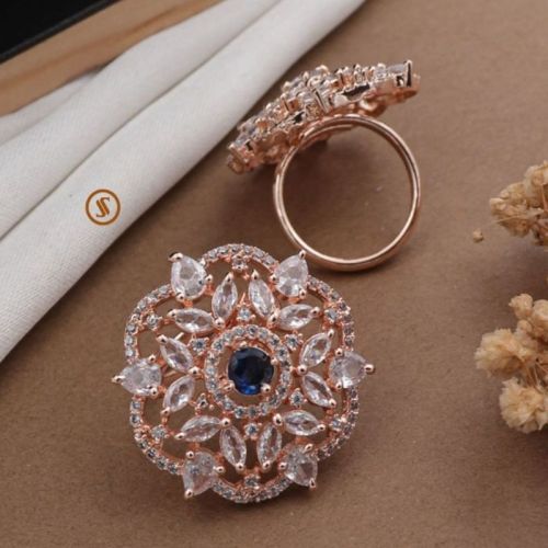 Polished American Diamond Rose Gold Rings Wedding, Party