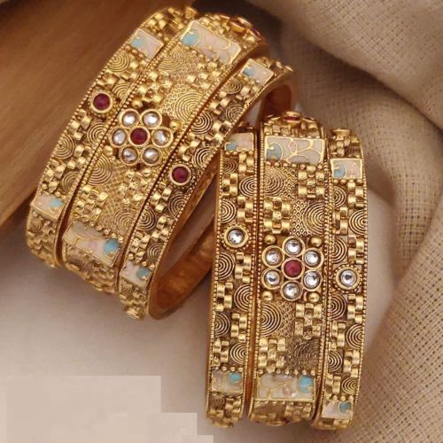 Polished Brass Chudala Bangle Set, Color : Golden Party Wear