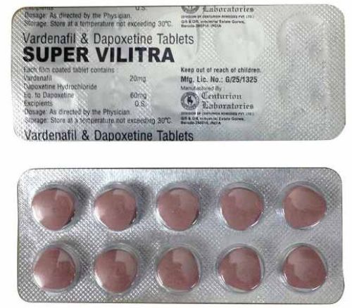 Super Vilitra Vardenafil Dapoxetine Tablet, Packaging Type : Box