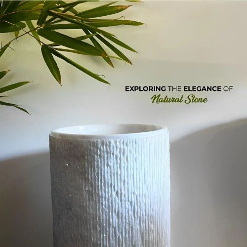 Polished White Marble Wash Basin, Shape : Round for Bathroom