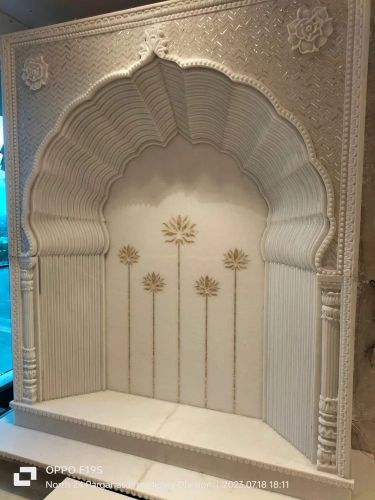 Stone Polished White Carved Marble Temple