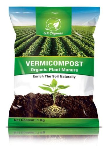 GK Organics Vermicompost Fertilizer (1 Kg), Color : Black