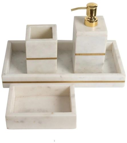 Polished Marble Bath Set, Color : White