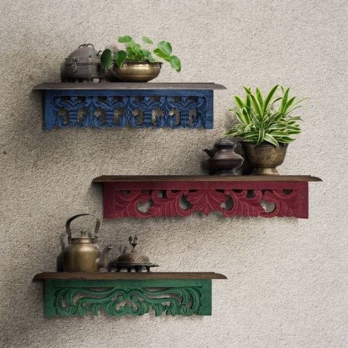 Handcrafted Wooden Wall Shelf for Home Decor, Storage