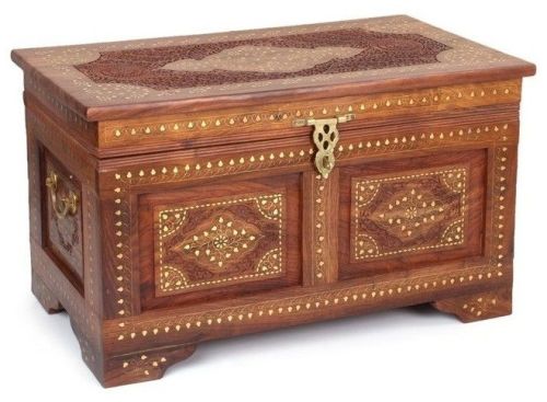 Rectangular Traditional Wooden Trunk, Color : Brown for Storage