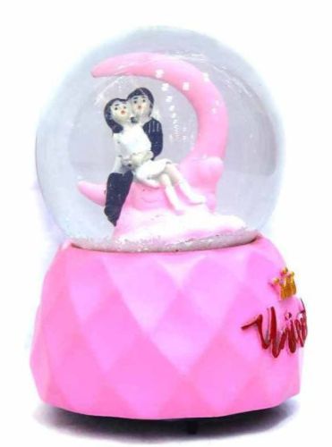 Romantic Couple LED Crystal Globe, Color : Pink ( Base ) for Home Decor