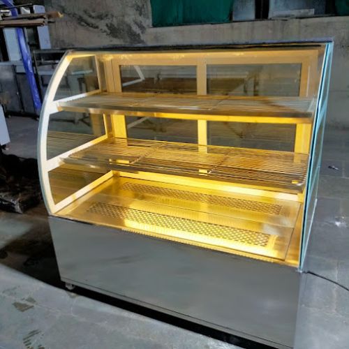 Stainless Steel Cake Display Counter, Color : Silver 220V