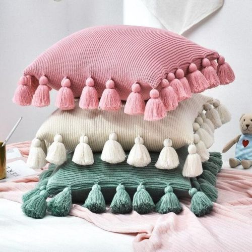 Knitted Tassel Decorative Throw Cushions Standard