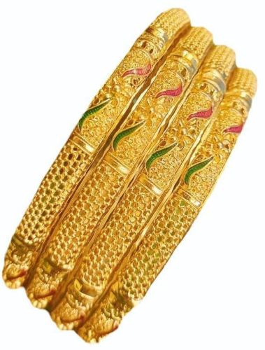High-gloss Ladies Brass Bangles, Color : Golden