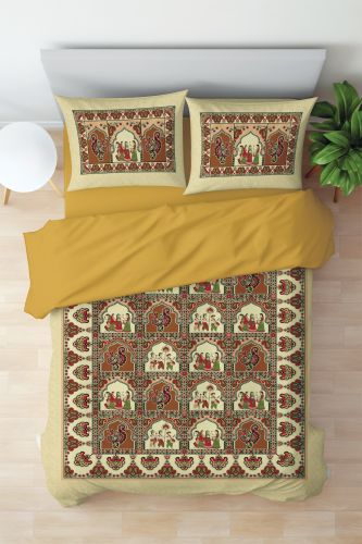 Classic Block Edition Royal Elephant Print Bed Sheet