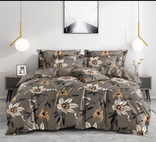 Midnight Bloom Charcoal & White Floral Cotton Comforter Set