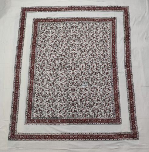 Sanganeri Floral Cotton Double Bed Sheet, Color : Red, Black, White