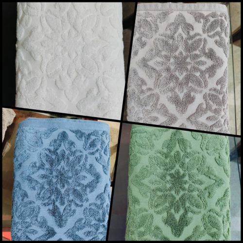 White Ornate Floral Cotton Bath Towel Set