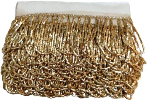 Golden Beaded Fringe Lace Trim