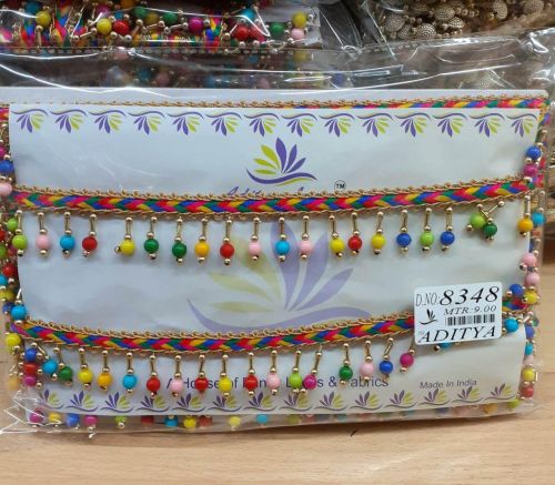 Multicolor Beaded Decorative Lace Trim Handbag