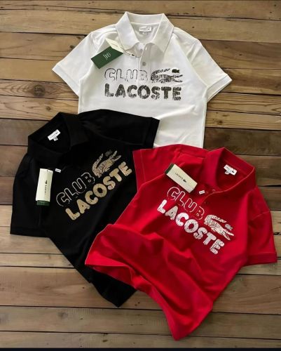 Red 100% Cotton Lacoste T Shirts, Pattern : Printed