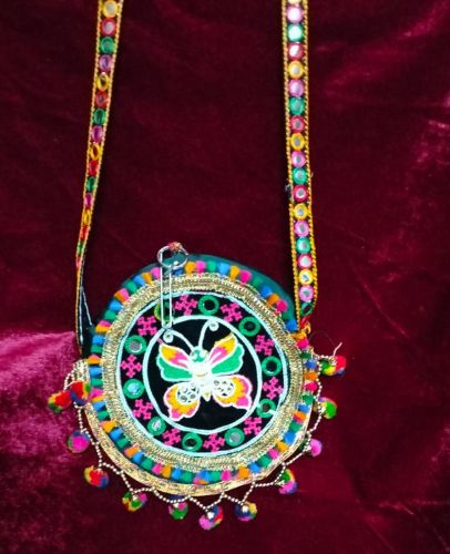 Polyester Vibrant Embroidery Side Bag, Packaging Type : Multicolor