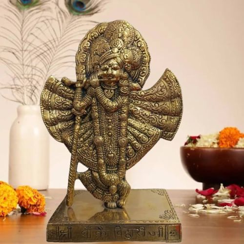 Antique Brass Banke Bihari Statue, Color : Golden