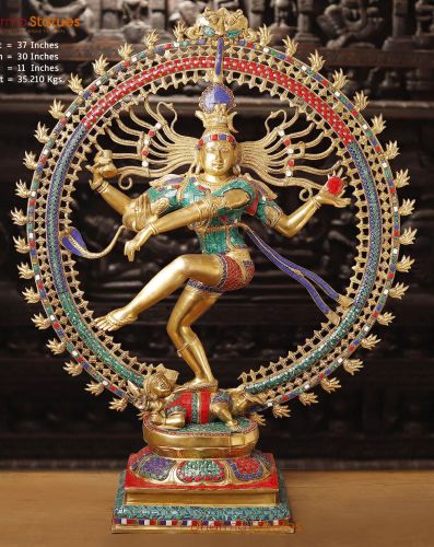 Polished Brass Large Nataraja Statue, Color : Golden, Weight : 5kg