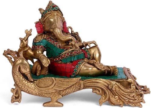 Designer Brass Ganesh Idol Statue, Color : Golden
