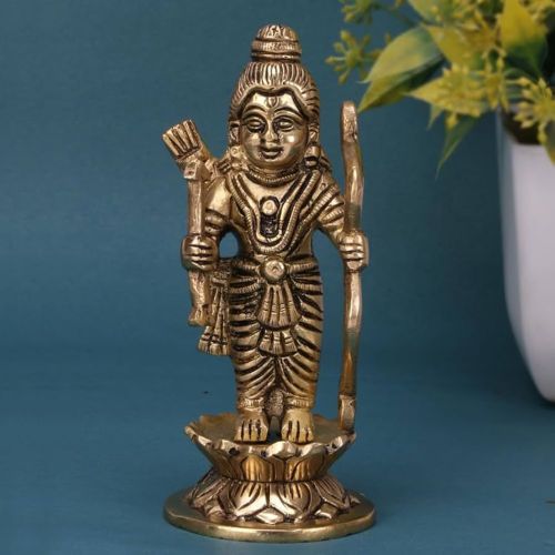 Polished Golden Brass Little RAM Statue for Decorative Religious