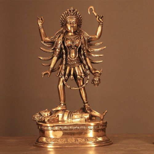 Handcrafted Brass Kali Mata Murti, Color : Golden