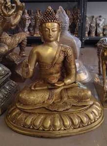 Lord Buddha Brass Statue, Color : Golden, Packaging Type : Box