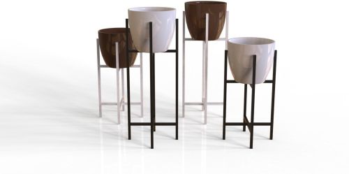 Polished Plain Iron Planter with Stand for Decoration, Color : Silver