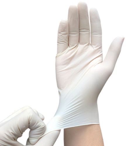 Plain Latex Powder Free Examination Gloves, Color : White