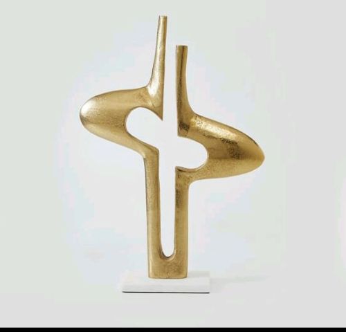 Gold Nikel Polished Eternity Marble Basa Aluminum Table Accent