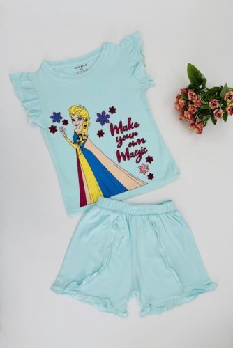 Girls Frozen Elsa Print T-shirt with Shorts