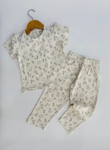 Soft Lightweight Cotton Girls Safari Animal Pajama Set
