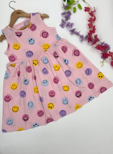 Flared Skirt Girls Smiley Face Sundress
