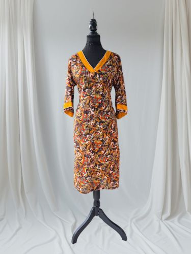 Orange Printed Cotton Kurti