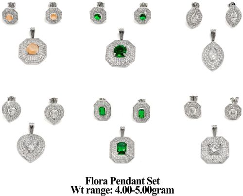 92.5 Silver New Design Flora Pendant Set