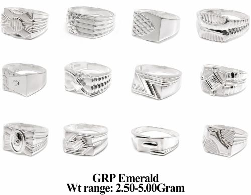 Polished Sunbera 925 Silver GRP Emerald Stone Rings, Color : White