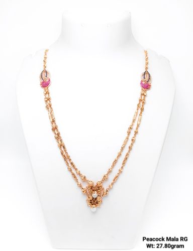 92.5 Silver Peacock Mala Rose Gold, Brand Name : Sunbera