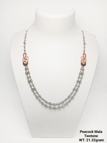Polished 92.5% Silver Peacock Mala Twotone, Brand Name : Sunbera