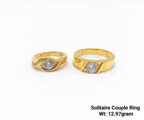 92% New Design Gold Solitaire Couple Ring