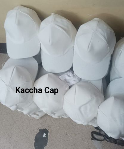 Plain Kaccha Fabric Promotional Cap, Color : White Free