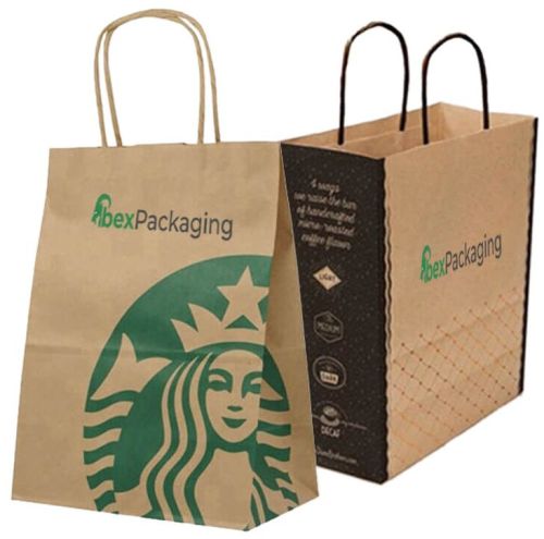 Printed Kraft Paper Bag, Color : Brown, White & Brown