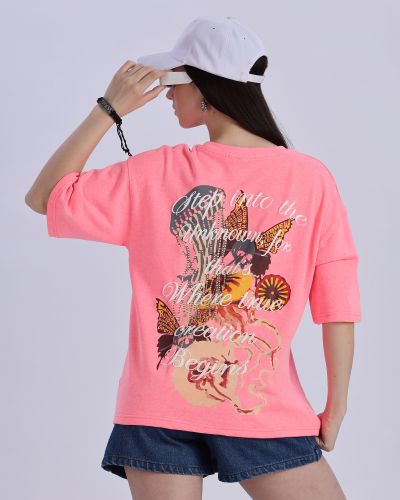 Multicolor Cotton Unisex Graphic Print Oversized T Shirt Casual Wear