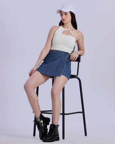 Plain Ladies Denim Short Mini Skirt 26 to 34