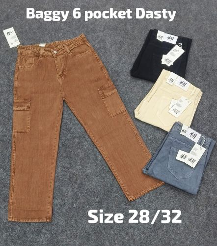 Polyester 6 Pocket Dusty Baggy Jeans, Brand Name : H&M 28/32