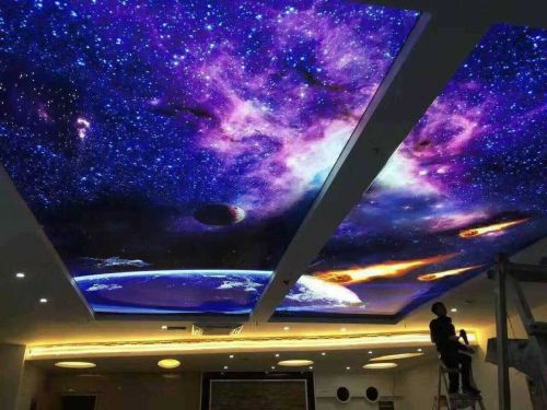 Customized Textile Bar Stretch Ceiling, Finishing : Glossy