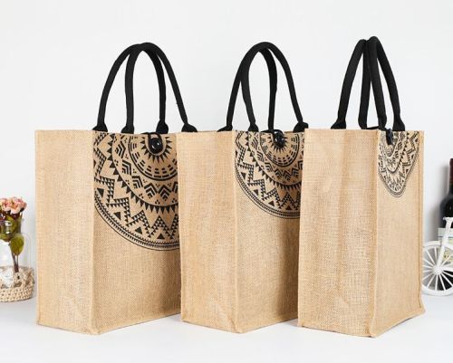 Printed Biodegradable Jute Bag, Shape : Customized