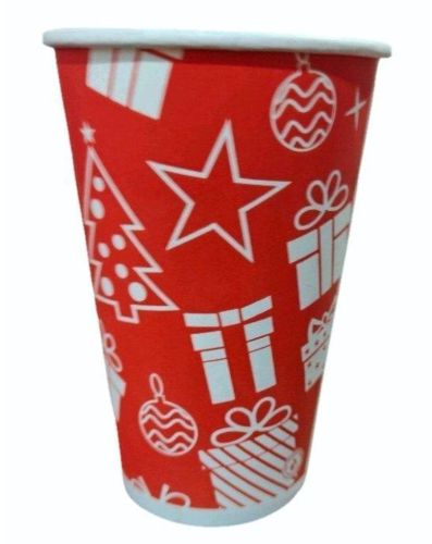400 Ml Printed Disposable Paper Cup, Color : Red for Hot Cold Beverages