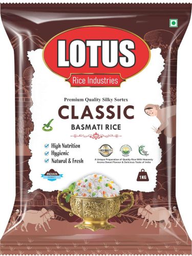 Long Grain 1 Kg Lotus Classic Basmati Rice, Packaging Size : 1Kg