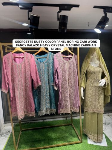 Party Wear Georgette Ladies Designer Kurti Palazzo Set