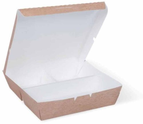 3 Compartment Kraft Paper Lunch Box, Shape : Rectangular
